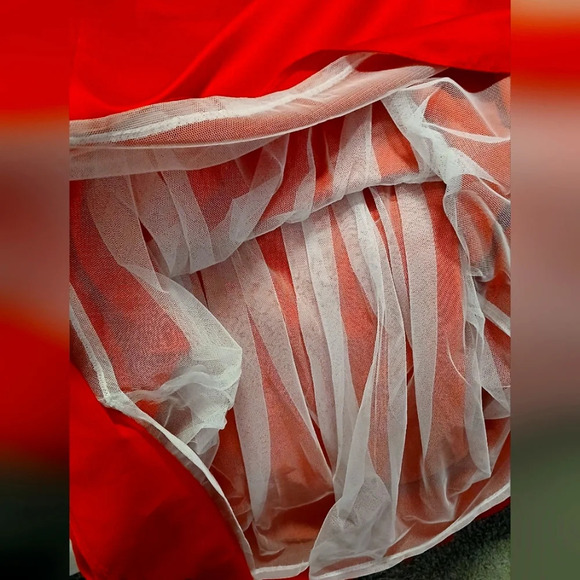 Morgan & Co Red Satin Strapless Long Gown Prom  Size 9/10 - Picture 10 of 11